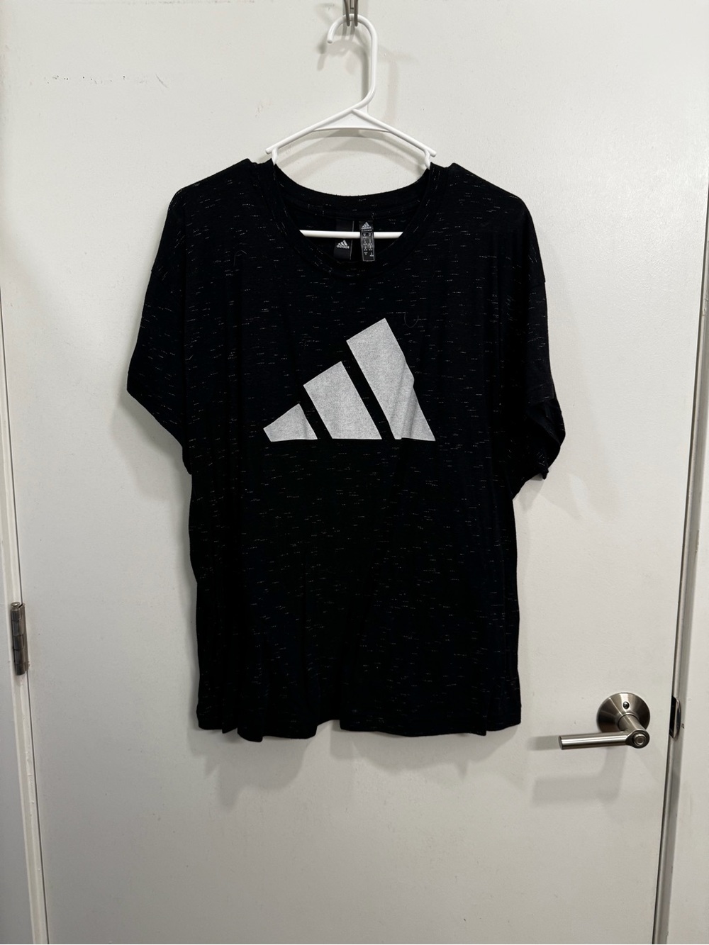 adidas Black Short-Sleeve Tee with Silver Logo